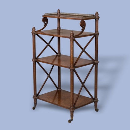 A Superb Walnut Three-Tier Whatnot Attributed to Gillows